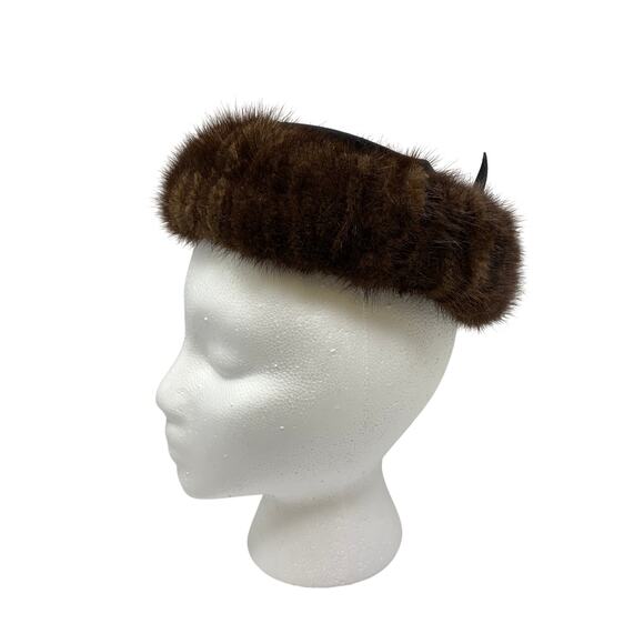 Vintage Loree Brown Mink Fur Hat Womens Winter Band Style Mid Century main image 5